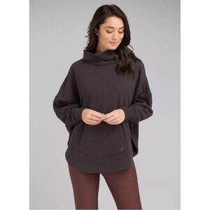 Prana Women's Cozy Up Poncho Heather Cowl Neck Pancho Sweatshirt Pockets